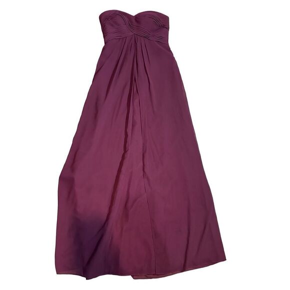 Bill Levkoff Womens Maroon Maxi length Chiffon Gorgeous Strapless Minimalist Bri - Picture 6 of 9